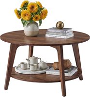 Table basse en pierre à 2 niveaux avec rangement, pieds coniques, transitions courbes, montage facile, pour salon, 31,5 D x 17,7 H pouces