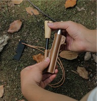 Kit de démarrage de feu extérieur, souffleur de feu de camping rétractable en acier inoxydable 5 sections, tube à feu, tige de magnésium solide, bâton de feu, bois