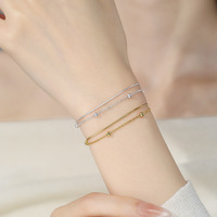 Élégant Bracelet Double Couche en Argent Sterling S925, Chaîne Serpent Perles, Bijoux Fins pour Femme, Luxe Léger, Vente en Gros