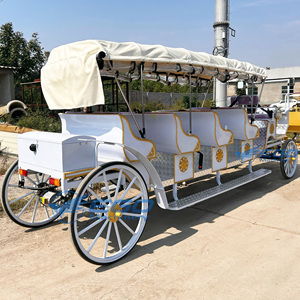 Carrosse de tourisme électrique royal historique de luxe à quatre rangées de sièges violets, type Victoria, à chevaux - Product Image 4