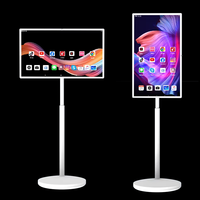 TV portabel 32 inci putih, TV 1080p LCD tampilan LED layar sentuh HD Smart putar untuk Konferensi Pendidikan rumah