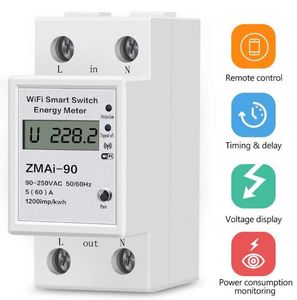 ZMAi-90 Tuya WiFi Smart Energy Meter monofase <span class=keywords><strong>5</strong></span>(60) un monitoraggio energetico prepagato e misuratore di consumo energetico - Product Image 6