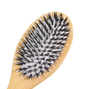 कस्टम लोगो डिंगलिंग पैडल बाल ब्रश नायलॉन और बोअर ब्रिस्टल बालों को ब्रश प्राकृतिक बांस की लकड़ी के विग बाल विस्तार ब्रश - Product Image 4