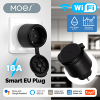 Prise intelligente WiFi MOES Tuya 16A, prise EU, étanche IP44, anti-poussière, moniteur de consommation d'énergie, compatible avec Alexa et Google Home