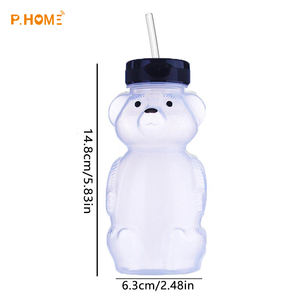 Pe ours boisson tasse dessin animé <span class=keywords><strong>lait</strong></span> thé tasse tasse brosse paille brosse boisson bouteille miel bouteille en plastique bouteille emballage - Product Image 1