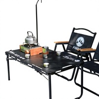Table pliante tactique IGT pour le camping - Meuble d'extérieur rectangulaire portable en acier au carbone pour marché nocturne et pique-nique