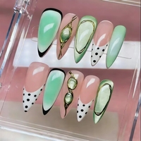 Op maat gemaakte Cat Eye Press-on nagels, lange stiletto, modieuze kunstnagels, 3D metalen stijl, handgemaakte nepnagels voor verkoop