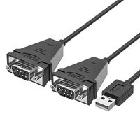 DTECH-Adaptador de Serie USB a 2 puertos DB9, convertidor de Cable RS232 DB9 a USB 2,0
