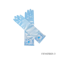PESENAR Gants longs de princesse enchantée en satin bleu clair avec nœud et cristal-parfaits pour les soirées à thème royales