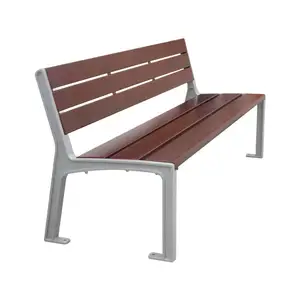 Banco de asiento compuesto de madera y plástico para exteriores, Banco exterior de madera resistente al agua con respaldo, para parque público y exteriores