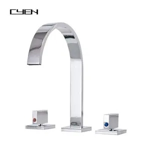 Cyen 2024 escova flexível de alta qualidade com poupança de água e alças duplas de níquel para banheiro estilo clássico torneira misturadora para lavatório