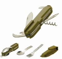 Ensemble de pique-nique de camping en plein air 7-en-1 en acier inoxydable écologique, vaisselle multifonctionnelle, couteau, fourchette et cuillère pliables pour les voyages