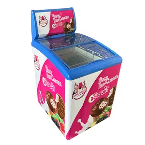 Tampilan es krim SD/SC-158Y, pajangan es pintu kaca tampilan Gelato Freezer