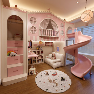 <span class=keywords><strong>Lit</strong></span> <span class=keywords><strong>mezzanine</strong></span> JS personnalisé Château de Princesse Rose <span class=keywords><strong>avec</strong></span> <span class=keywords><strong>toboggan</strong></span> en spirale, escalier, rangement, <span class=keywords><strong>bureau</strong></span>, bibliothèque <span class=keywords><strong>et</strong></span> maisonnette pour chambre de villa - Product Image 2