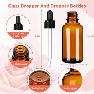 Offre Spéciale – Flacons compte-gouttes en verre vides de 5 à 100 ml pour emballages cosmétiques et d'huiles essentielles, tailles personnalisables avec impression sérigraphiée - Product Image 2