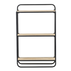 <b>Wall</b> Shelf 20x8x32 In Black Metal With Wood Shelves For Indoor Outdoor Use - Product Image 3
