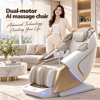 Fauteuil de massage 4D 3D à double mécanisme, avec rail SL, corps entier, zéro gravité, inclinable, moniteur de santé IA, massager robotique Shiatsu, canapé