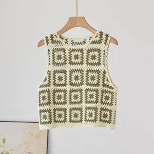 Camisola de <span class=keywords><strong>Ganchillo</strong></span> Sólida Estilo Bohemio Vintage para <span class=keywords><strong>Mujer</strong></span>, Verano, Hueca, Sexy, Cuello Cuadrado Largo, <span class=keywords><strong>Chaleco</strong></span> Transpirable, Talla Única, ODM OEM - Product Image 2