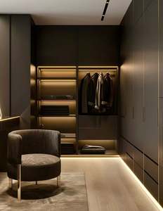 Muebles de Dormitorio Modernos de Alta Gama, Plegables, con Múltiples Espacios de Almacenamiento, en Negro y Dorado, Diseño Personalizado, Armario para Hombre - Product Image 3