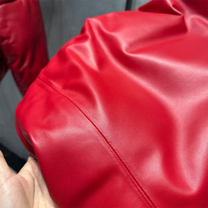 الشتاء بومبر جلد أسفل السترات جلد الغنم الحقيقي أسفل معطف جلد أحمر أسفل سترة - Product Image 3