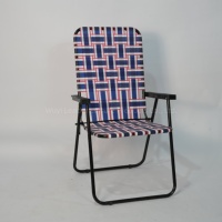 Chaise longue de plage d'été en métal et acier léger avec logo personnalisé avec accoudoirs rigides pour adultes à l'extérieur chaise attachée au ruban