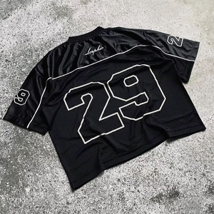 Tùy Chỉnh In Ấn <span class=keywords><strong>Polyester</strong></span> V Cổ Lưới Men's T-Shirts Thời Trang dạo phố Quá Khổ Cổ Điển Boxy Retro Bóng Đá Bóng Đá Jersey Mùa Hè - Product Image 5