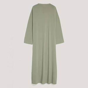 <span class=keywords><strong>Abito</strong></span> Abaya Premium in Jersey con Logo Ricamato, Vestito <span class=keywords><strong>Lungo</strong></span> da Donna Musulmana con Collo Tondo - Product Image 5