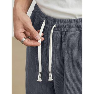 <b>Mens</b> <b>Corduroy</b> Pants Wide Leg Loose Fit Elastic Waist Drawstring With Pockets Casual Joggers Sweatpants 100% Cotton Breathable - Product Image 4