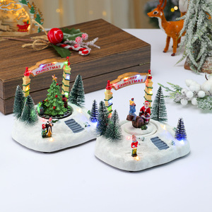 Resin glowing rotating music <b>box</b> ornament, <b>Christmas</b> snow scene music <b>box</b>, creative <b>gift</b>, window decoration. - Product Image 3