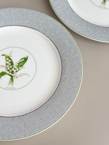 Lily of the Valley <b>Ceramic</b> Flat <b>Plate</b> Shallow Breakfast Beef <b>Plate</b> - Product Image 5