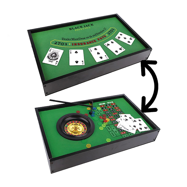 Deluxe 2 em 1 Com Blackjack e Roleta Mini Roleta Poker Game Table