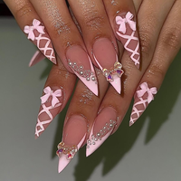 Faux ongles légers à pression en acrylique faits à la main, respirants, style stiletto
