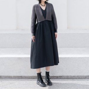 Vestido de Diseñador de Lujo con Estilo Occidental Personalizado, Vestido de Suéter Elegante con Capas de Patchwork para <span class=keywords><strong>Mujer</strong></span> - Product Image 1