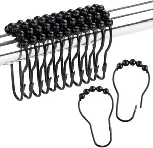 EWANG Vente en gros de crochets pour rideaux de douche en métal à 5 rouleaux pour accrocher les rideaux - Product Image 1
