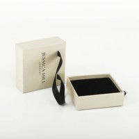 Boîte à bijoux en papier avec tiroir coulissant, logo personnalisé, écologique, doublure en éponge, laminage mat, ruban, emballage cadeau pour collier