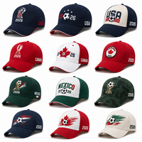 Gorra de Béisbol Personalizada de 6 Paneles, 100% Algodón, para Fanáticos del Fútbol Mundial 2026, con Logotipo del País Bordado