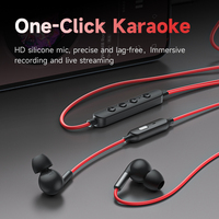 Headset Gaming Dual Mode dengan Sakelar Karaoke, Mikrofon HD Peredam Kebisingan, Earbud In-ear untuk Gamer