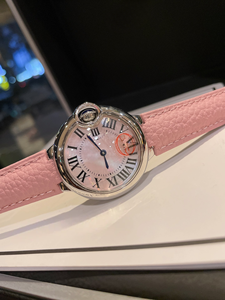 Montre mécanique automatique élégante et tendance, cadran en nacre, bracelet en cuir de vache rose à motif litchi, étanche - Product Image 3