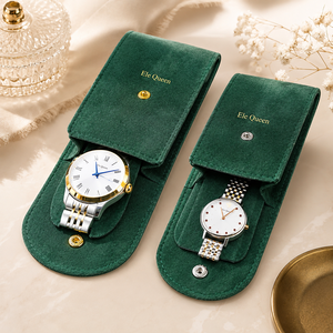 Luxury Velvet Watch Pouch with Snap Closure for Portable Travel Storage and Jewelry Brand Packaging gift store - Product Image 1