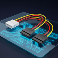 Kabel Daya Hard Disk SATA 15pin 2in1 USB, Adaptor 4 Pin 15 Pin, Selubung PVC, Pengisian Daya Komputer, Transmisi Data, 20cm, Hitam, ODM