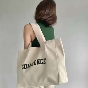 Sac à main en toile de coton surdimensionné pour femmes, logo imprimé personnalisé sur le sac à main en toile - Product Image 5