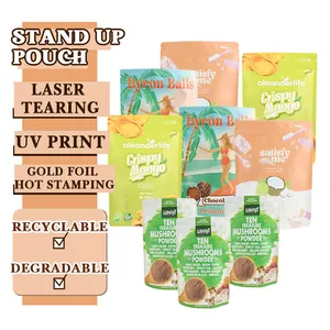 カスタム印刷された再封可能な粉末緑茶アルミホイルジッパーポーチ食品包装スタンドアップビニール袋