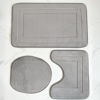Ensemble de tapis de salle de bain 3 pièces en polyester gaufré, absorbant, antidérapant, lavable en machine, couleur unie, tapis de toilette en forme de U pour la maison