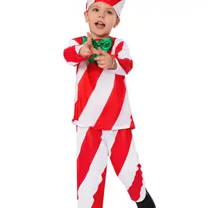 儿童糖果棒玩耍学校节日舞台表演圣诞服装男孩