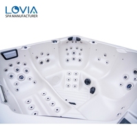 Bain à remous extérieur hors sol Joye Hot Tub Balboa Spa, baignoire à remous carrée pour 6 personnes avec structure en aluminium et WIFI Balboa