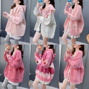 Thiết Kế Thương Hiệu Sang Trọng Jacquard Cashmere Đan Áo Len Thanh Lịch Dài Tay Áo Áo Khoác Mùa Đông Cổ Điển Mô Hình Sọc Dày Len - Product Image 3