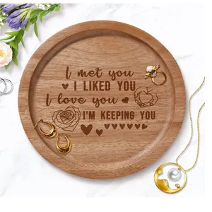 Round Wooden Ring Plate Small Jewelry Tray Wedding Gift