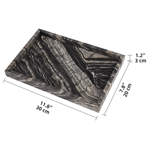 Vassoio Rettangolare Decorativo Personalizzato in Stile Retrò con Motivo Antico in Legno e Marmo Nero per Casa e Matrimoni - Product Image 3