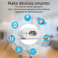 Enchufe Inteligente con Enchufe Brasileño, Temporizador Wi-Fi, Medidor, Aplicación Remota, Control por Voz Inteligente, Pantalla OLED Android