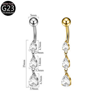 ASTM-F136 14G G23 <span class=keywords><strong>Titanium</strong></span> Aloi 5A zirkonia cincin tindik pusar tindik perut dilapisi perhiasan tindik - Product Image 6